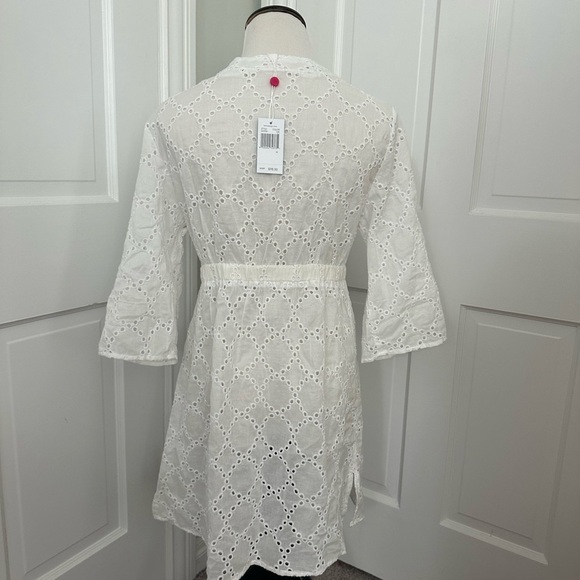 NWT! ECHO Eyelet Cover-up Tunic Dress Deep V Low Neck & O-Ring M White Coverup - Picture 3 of 11